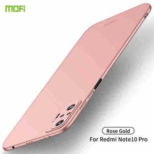 For Xiaomi Redmi Note10 Pro MOFI Frosted PC Ultra-thin Hard Case(Rose gold)