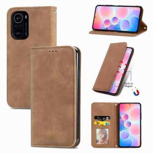 For Xiaomi Redmi K40 / K40 Pro /K40 Pro+ Retro Skin Feel Business Magnetic Horizontal Flip Leather Case With Holder & Card Slots & Wallet & Photo Frame(Brown)