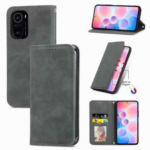 For Xiaomi Redmi K40 / K40 Pro /K40 Pro+ Retro Skin Feel Business Magnetic Horizontal Flip Leather Case With Holder & Card Slots & Wallet & Photo Frame(Grey)