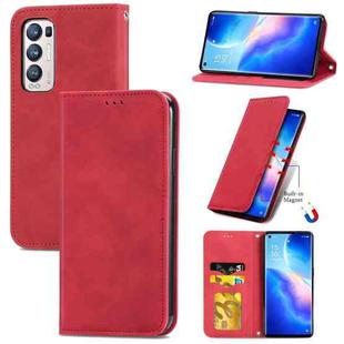 For OPPO Reno5 Pro+ 5G Retro Skin Feel Business Magnetic Horizontal Flip Leather Case With Holder & Card Slots & Wallet & Photo Frame(Red)