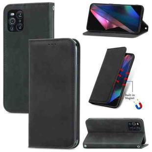 For OPPO Find X3 Pro Retro Skin Feel Business Magnetic Horizontal Flip Leather Case With Holder & Card Slots & Wallet & Photo Frame(Black)