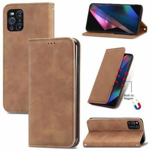For OPPO Find X3 Pro Retro Skin Feel Business Magnetic Horizontal Flip Leather Case With Holder & Card Slots & Wallet & Photo Frame(Brown)