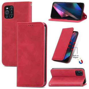 For OPPO Find X3 Pro Retro Skin Feel Business Magnetic Horizontal Flip Leather Case With Holder & Card Slots & Wallet & Photo Frame(Red)