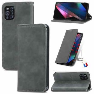 For OPPO Find X3 Pro Retro Skin Feel Business Magnetic Horizontal Flip Leather Case With Holder & Card Slots & Wallet & Photo Frame(Grey)