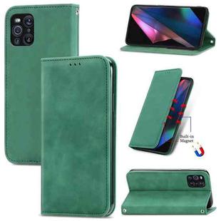 For OPPO Find X3 Pro Retro Skin Feel Business Magnetic Horizontal Flip Leather Case With Holder & Card Slots & Wallet & Photo Frame(Green)