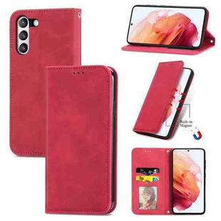 For Samsung Galaxy S21 FE Retro Skin Feel Business Magnetic Horizontal Flip Leather Case With Holder & Card Slots & Wallet & Photo Frame(Red)