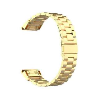 For Garmin Fenix5/Forerunner935/Garmin Approach S60 3-Beads Stainless Steel Metal Quick Release Watch Band(gold)