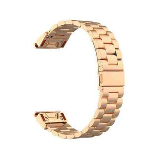 For Garmin Fenix5/Forerunner935/Garmin Approach S60 3-Beads Stainless Steel Metal Quick Release Watch Band(rose gold)