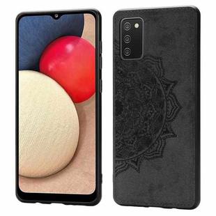 For Samsung Galaxy A52 5G / 4G Mandala Embossed Cloth Cover PC + TPU Mobile Phone Case with Magnetic Function and Hand Strap(Black)
