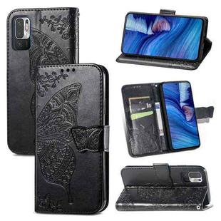 For Xiaomi Redmi Note10 5G Butterfly Love Flowers Embossed Horizontal Flip Leather Case with Holder & Card Slots & Wallet & Lanyard(Black)