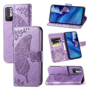 For Xiaomi Redmi Note10 5G Butterfly Love Flowers Embossed Horizontal Flip Leather Case with Holder & Card Slots & Wallet & Lanyard(Light Purple)