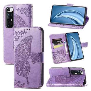 For Xiaomi Mi 10S Butterfly Love Flowers Embossed Horizontal Flip Leather Case with Holder & Card Slots & Wallet & Lanyard(Light Purple)