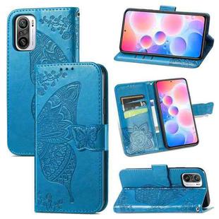 For Xiaomi Redmi Note 10 Pro Butterfly Love Flowers Embossed Horizontal Flip Leather Case with Holder & Card Slots & Wallet & Lanyard(Blue)