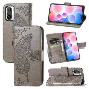 For Xiaomi Redmi Note 10 Pro Butterfly Love Flowers Embossed Horizontal Flip Leather Case with Holder & Card Slots & Wallet & Lanyard(Gray)