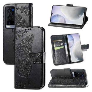 For vivo X60 Pro+ Butterfly Love Flowers Embossed Horizontal Flip Leather Case with Holder & Card Slots & Wallet & Lanyard(Black)