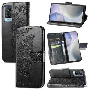 For vivo X60 Butterfly Love Flowers Embossed Horizontal Flip Leather Case with Holder & Card Slots & Wallet & Lanyard(Black)