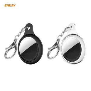 2 PCS ENKAY Hat-Prince Anti-fall Electroplate TPU Case Cover with Keychain Ring for AirTag(Black + Transparent)