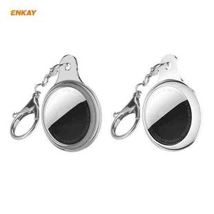2 PCS ENKAY Hat-Prince Anti-fall Electroplate TPU Case Cover with Keychain Ring for AirTag(Silver + Transparent)