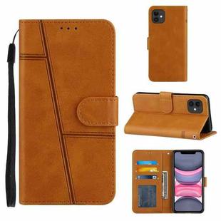 For iPhone 11 Stitching Calf Texture Buckle Horizontal Flip Leather Case with Holder & Card Slots & Wallet & Lanyard (Yellow)