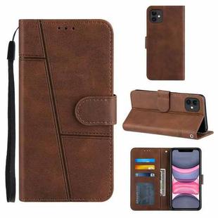 For iPhone 11 Pro Stitching Calf Texture Buckle Horizontal Flip Leather Case with Holder & Card Slots & Wallet & Lanyard (Brown)