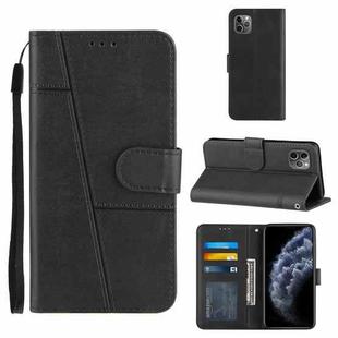 For iPhone 11 Pro Max Stitching Calf Texture Buckle Horizontal Flip Leather Case with Holder & Card Slots & Wallet & Lanyard (Black)