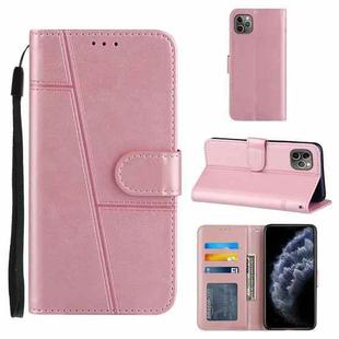 For iPhone 11 Pro Max Stitching Calf Texture Buckle Horizontal Flip Leather Case with Holder & Card Slots & Wallet & Lanyard (Pink)