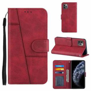 For iPhone 11 Pro Max Stitching Calf Texture Buckle Horizontal Flip Leather Case with Holder & Card Slots & Wallet & Lanyard (Red)
