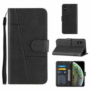 Stitching Calf Texture Buckle Horizontal Flip Leather Case with Holder & Card Slots & Wallet & Lanyard For iPhone XS / X(Black)