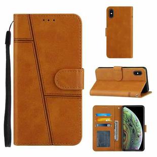 For iPhone XS Max Stitching Calf Texture Buckle Horizontal Flip Leather Case with Holder & Card Slots & Wallet & Lanyard(Yellow)