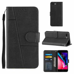 Stitching Calf Texture Buckle Horizontal Flip Leather Case with Holder & Card Slots & Wallet & Lanyard For iPhone 6 Plus / 7 Plus / 8 Plus(Black)