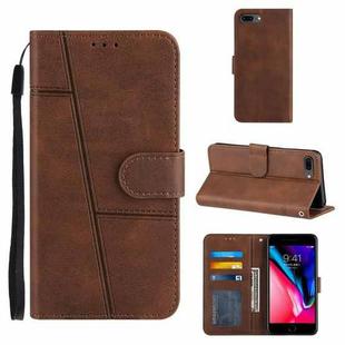 Stitching Calf Texture Buckle Horizontal Flip Leather Case with Holder & Card Slots & Wallet & Lanyard For iPhone 6 Plus / 7 Plus / 8 Plus(Brown)