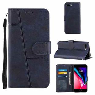Stitching Calf Texture Buckle Horizontal Flip Leather Case with Holder & Card Slots & Wallet & Lanyard For iPhone 6 Plus / 7 Plus / 8 Plus(Blue)