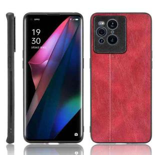 For OPPO Find X3 / Find X3 Pro Shockproof Sewing Cow Pattern Skin PC + PU + TPU Case(Red)