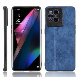 For OPPO Find X3 / Find X3 Pro Shockproof Sewing Cow Pattern Skin PC + PU + TPU Case(Blue)