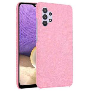 For Samsung Galaxy A32 4G European version Shockproof Crocodile Texture PC + PU Case(Pink)