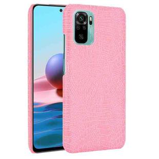 For Xiaomi Redmi Note 10 4G/Note 10S Shockproof Crocodile Texture PC + PU Case(Pink)