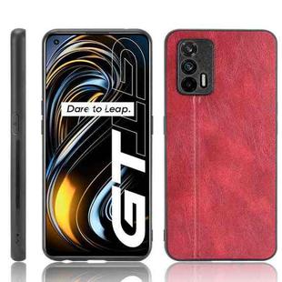 For OPPO Realme GT Shockproof Sewing Cow Pattern Skin PC + PU + TPU Case(Red)