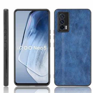 For vivo iQOO Neo5 Shockproof Sewing Cow Pattern Skin PC + PU + TPU Case(Blue)