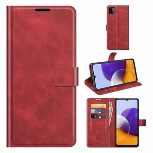 For Samsung Galaxy A22 5G Retro Calf Pattern Buckle Horizontal Flip Leather Case with Holder & Card Slots & Wallet(Red)