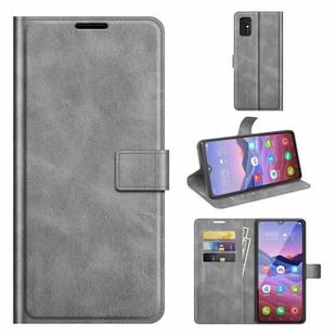 For ZTE V2020 Smart Retro Calf Pattern Buckle Horizontal Flip Leather Case with Holder & Card Slots & Wallet(Gray)