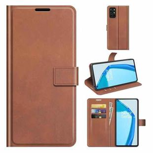 For OnePlus 9R Retro Calf Pattern Buckle Horizontal Flip Leather Case with Holder & Card Slots & Wallet(Light Brown)