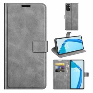 For OnePlus 9R Retro Calf Pattern Buckle Horizontal Flip Leather Case with Holder & Card Slots & Wallet(Gray)