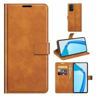 For OnePlus 9R Retro Calf Pattern Buckle Horizontal Flip Leather Case with Holder & Card Slots & Wallet(Yellow)