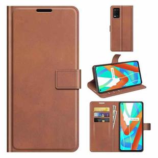 For OPPO  Realme V13 5G/Realme 8 5G  Retro Calf Pattern Buckle Horizontal Flip Leather Case with Holder & Card Slots & Wallet(Light Brown)