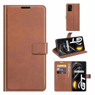 For OPPO Realme GT 5G/Realme Q3 Pro 5G Retro Calf Pattern Buckle Horizontal Flip Leather Case with Holder & Card Slots & Wallet(Light Brown)