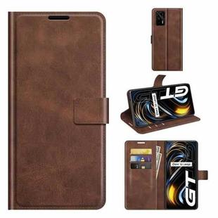 For OPPO Realme GT 5G/Realme Q3 Pro 5G Retro Calf Pattern Buckle Horizontal Flip Leather Case with Holder & Card Slots & Wallet(Dark Brown)