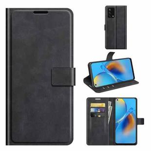 For OPPO F19 / OPPO A74 4G Retro Calf Pattern Buckle Horizontal Flip Leather Case with Holder & Card Slots & Wallet(Black)