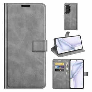 For Huawei P50 Retro Calf Pattern Buckle Horizontal Flip Leather Case with Holder & Card Slots & Wallet(Grey)