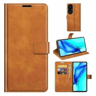 For Huawei P50 Pro Retro Calf Pattern Buckle Horizontal Flip Leather Case with Holder & Card Slots & Wallet(Yellow)