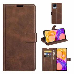 For OPPO Realme 8 / Realme 8 Pro Retro Calf Pattern Buckle Horizontal Flip Leather Case with Holder & Card Slots & Wallet(Dark Brown)
